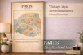 Vintage Paris Map Print | Arrondissements Wall Art (Digital Download)