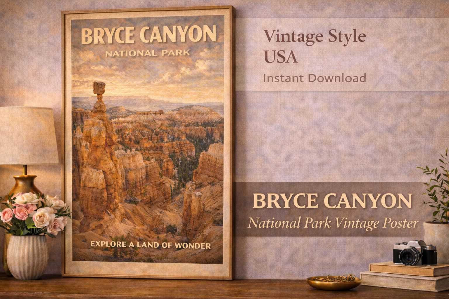 Bryce Canyon National Park Vintage Travel Poster (Digital Download)