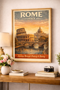 Rome Wall Art Printable | Vintage Rome Travel Poster | Italy Wall Art | Colosseum Art | Printable Wall Art | Instant Download