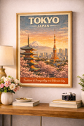 Tokyo Wall Art Printable | Vintage Tokyo Travel Poster | Japan Wall Art | Mount Fuji Art | Printable Wall Art | Instant Download